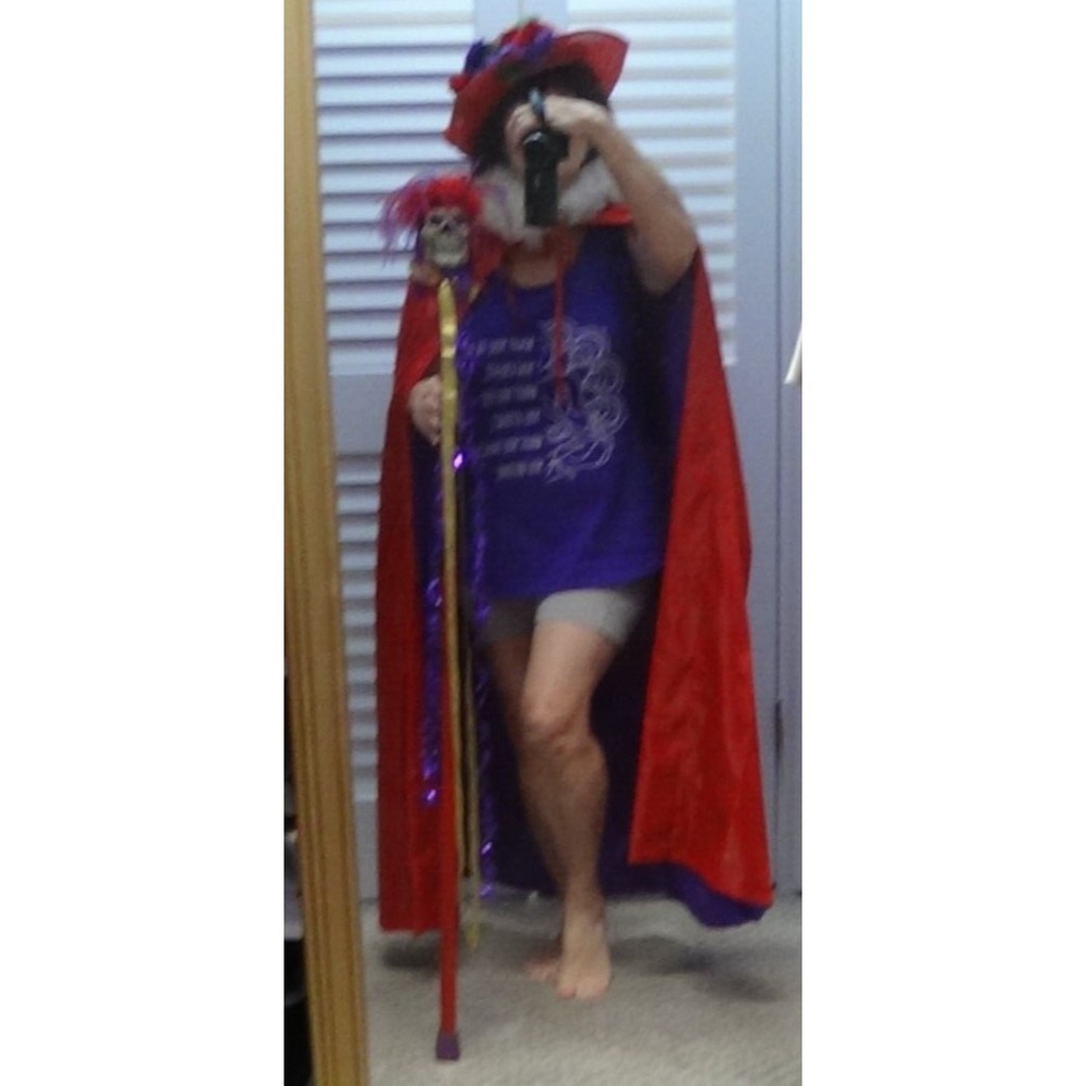 Red Hat Ladies Society Purple & Red Cape with Fox Collar and Skull Scepter #335